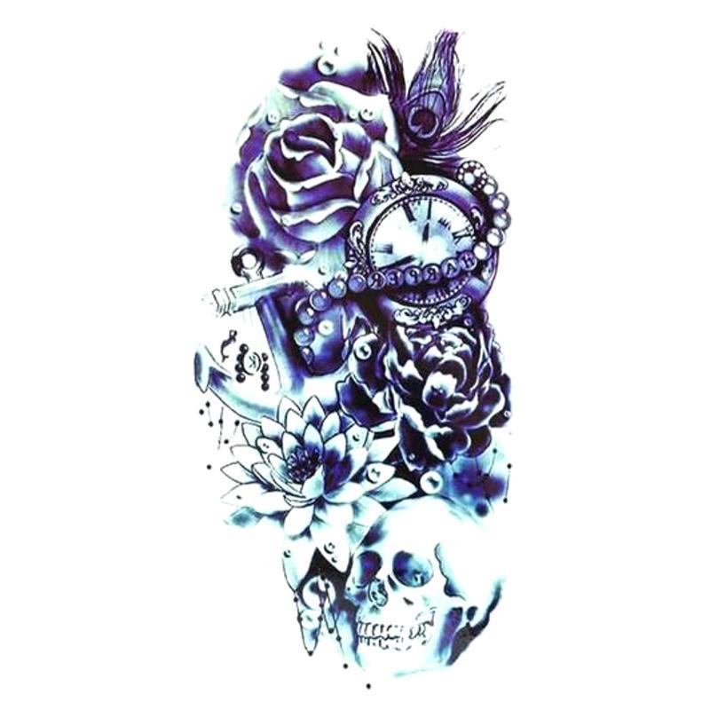 Tatouage éphémère temporaire crâne skull ancre anchor