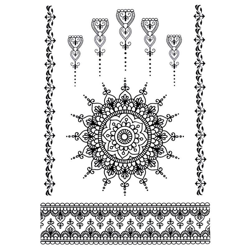Tatouage éphémère temporaire henné dentelle lotus bijoux