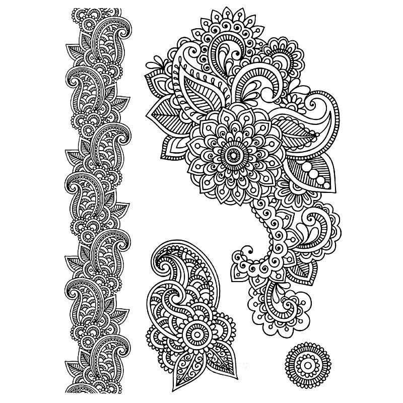 Tatouage éphémère temporaire henné fleurs motifs 