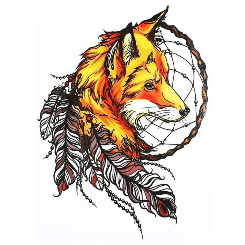 Tatouage éphémère temporaire animaux renard attrape rêve