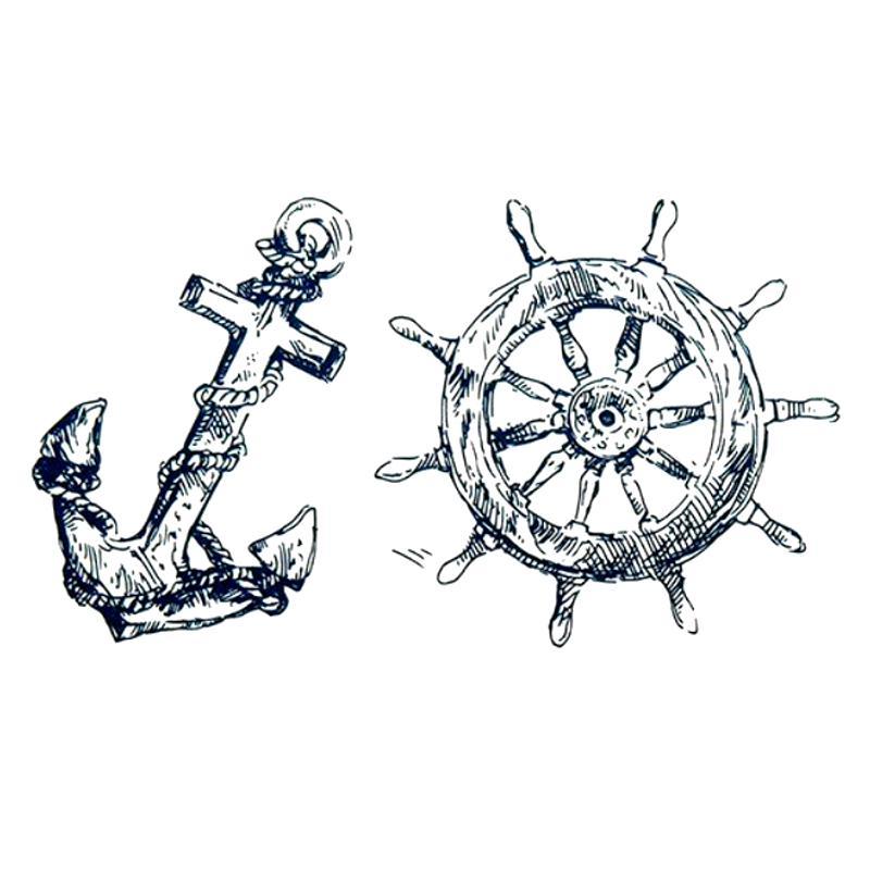 Tatouage éphémère temporaire marin gouvernail ancre mer