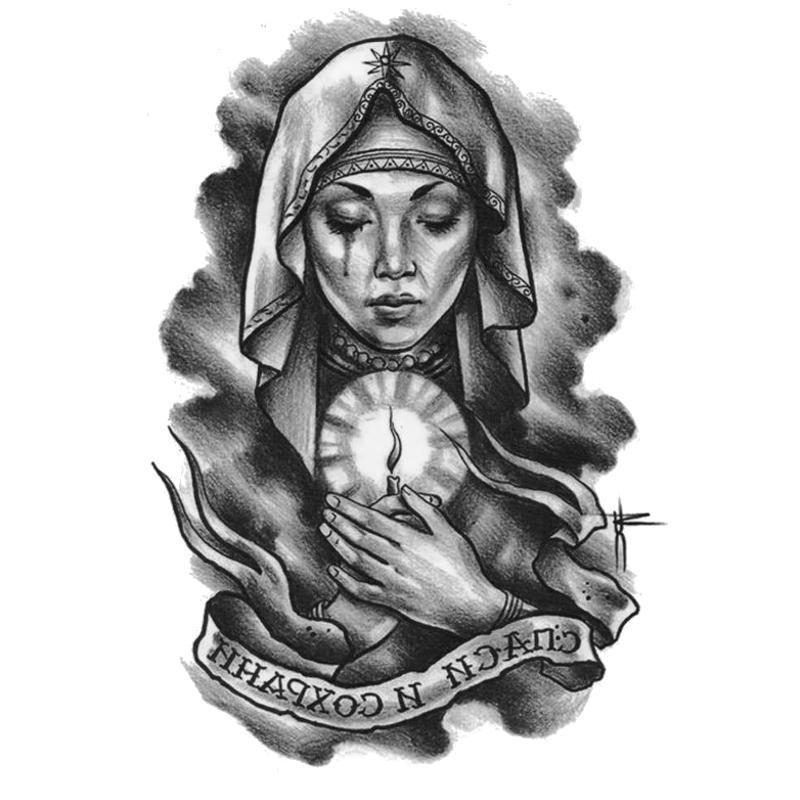 Tatouage éphémère temporaire chrétien religion femme nonne soeur