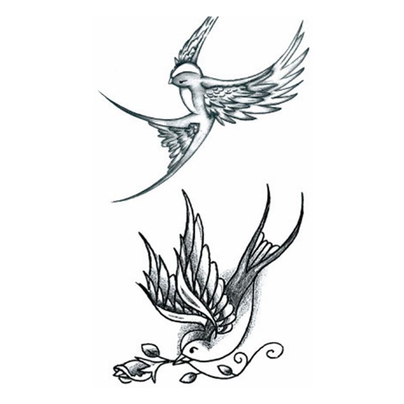 Tatouage éphémère temporaire oiseaux rose fleur