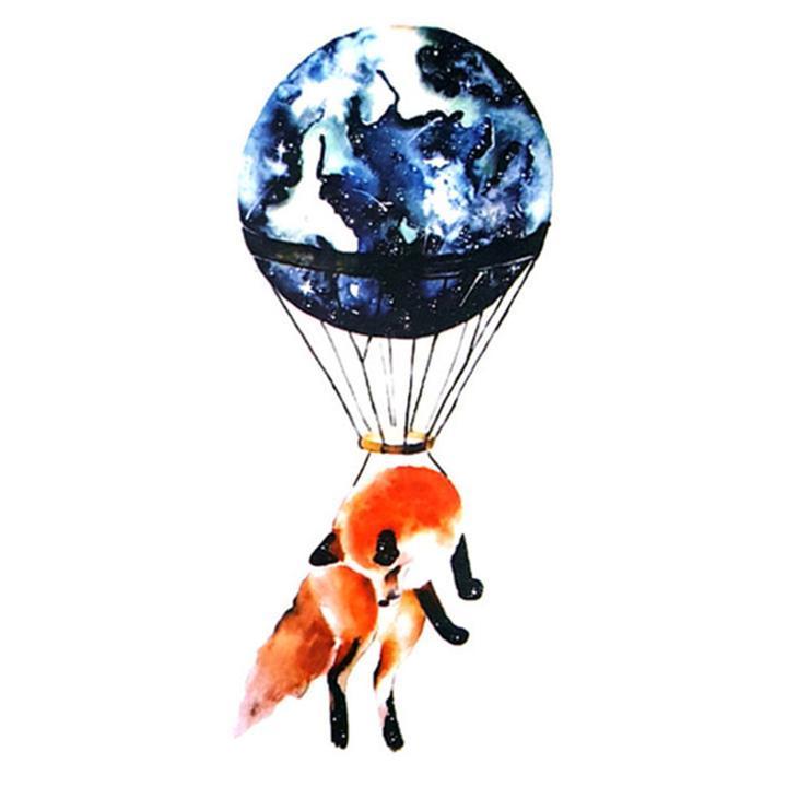 Tatouage éphémère temporaire animaux renard volant lune