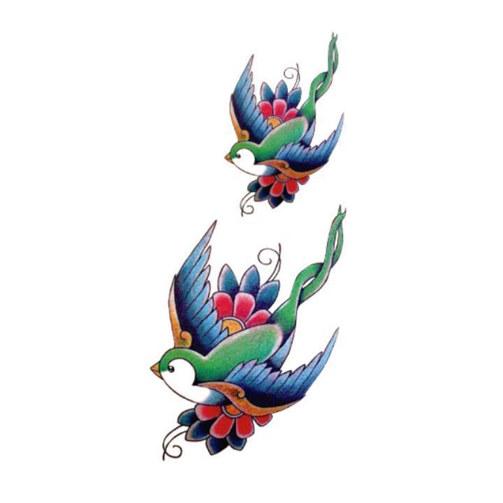 Tatouage éphémère temporaire oiseau multicolore