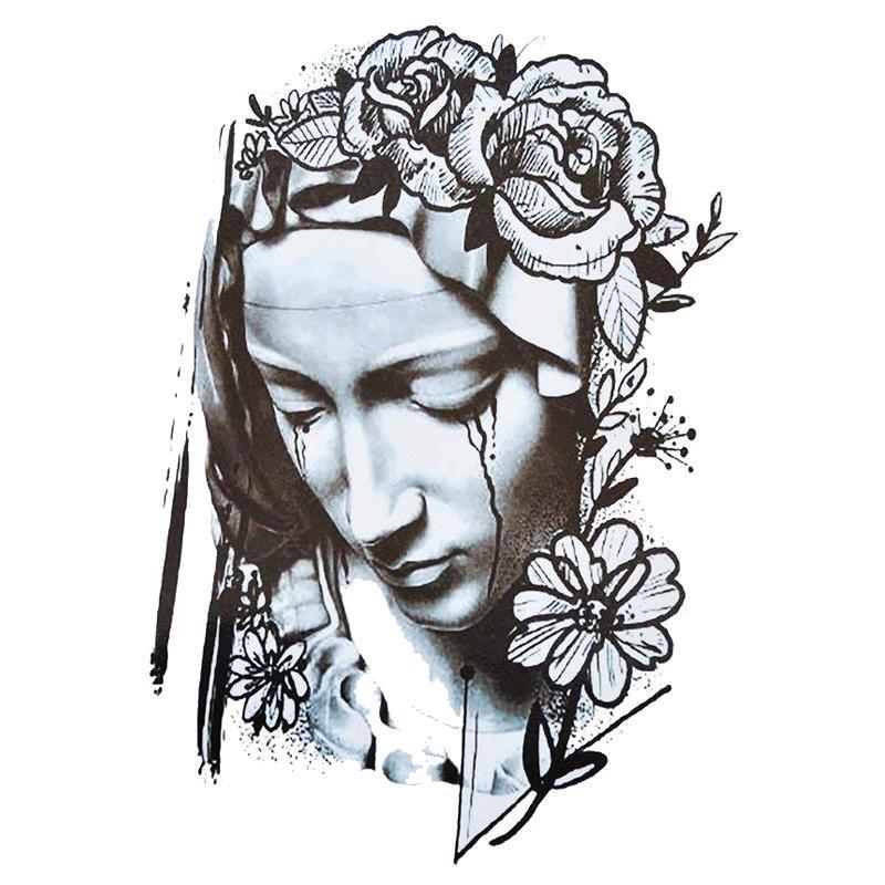 Tatouage éphémère temporaire chrétien chagrin sorrow fleurs