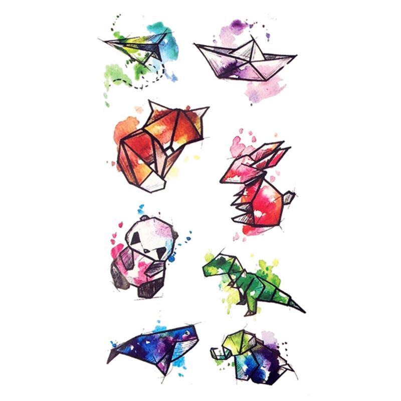 Tatouage éphémère temporaire animaux géométrique multicolore