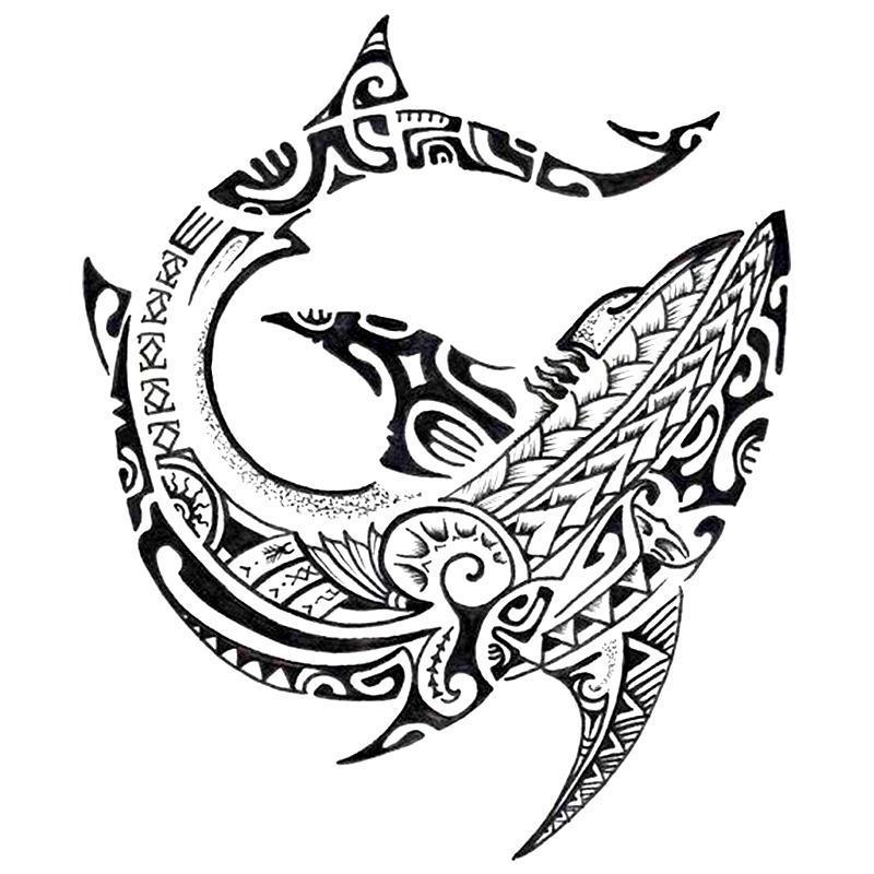 Tatouage éphémère temporaire poisson baleine maori motifs tribal