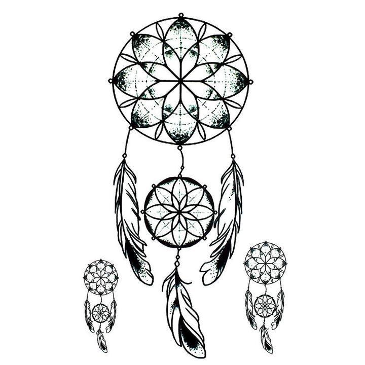 Tatouage éphémère temporaire attrapes rèves rosace plume
