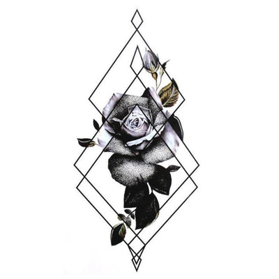 Tatouage éphémère temporaire rose noire triangle géométrique