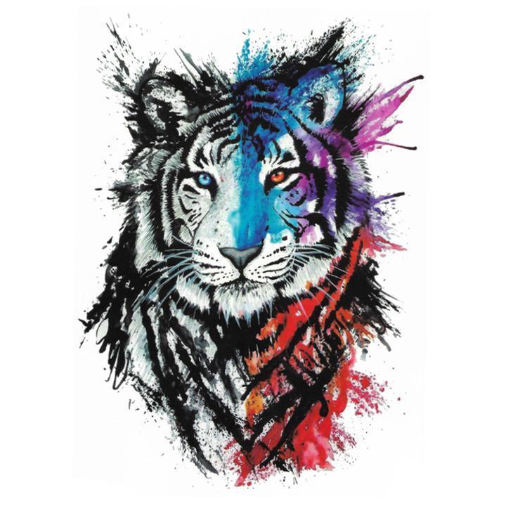 Tatouage éphémère temporaire animaux tigre multicolore