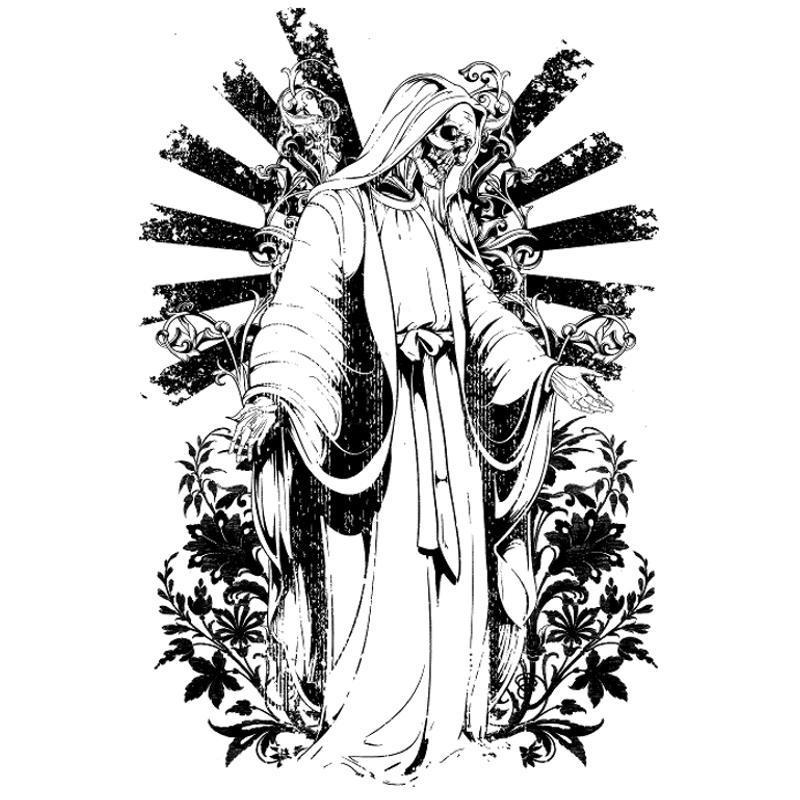 Tatouage éphémère temporaire religion squelette fleurs