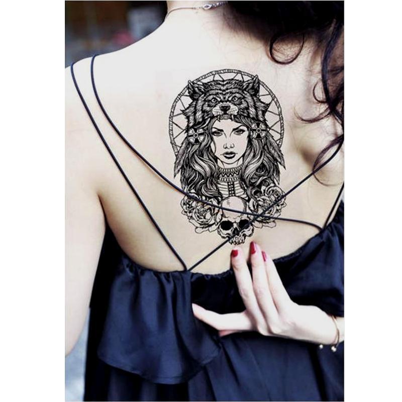 Tatouage éphémère temporaire attrapes rèves femme loup
