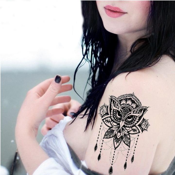 Tatouage éphémère temporaire attrapes rèves hibou oiseau