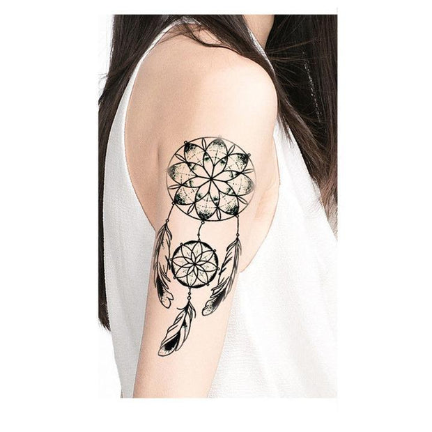 Tatouage éphémère temporaire attrapes rèves rosace plume