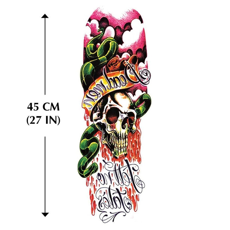 tatouage ephemere femme bras rose tete de mort